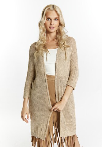 IZIA Knit Cardigan in Gold: front