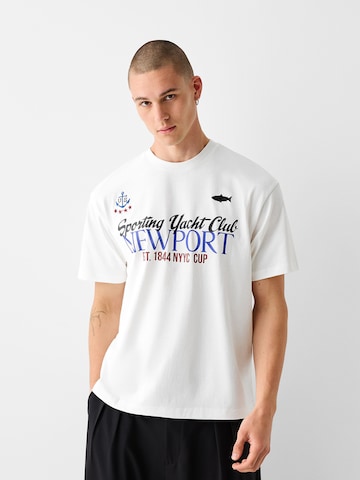 Bershka Majica | bela barva: sprednja stran