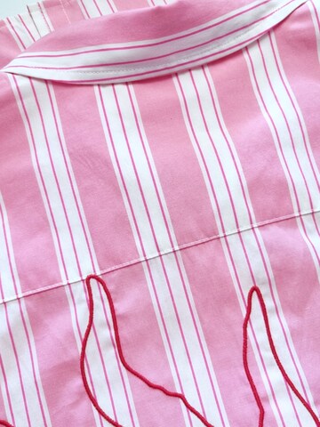 LIKS. Munich Blouse 'Bluse Streifen, Motiv im RT' in Roze