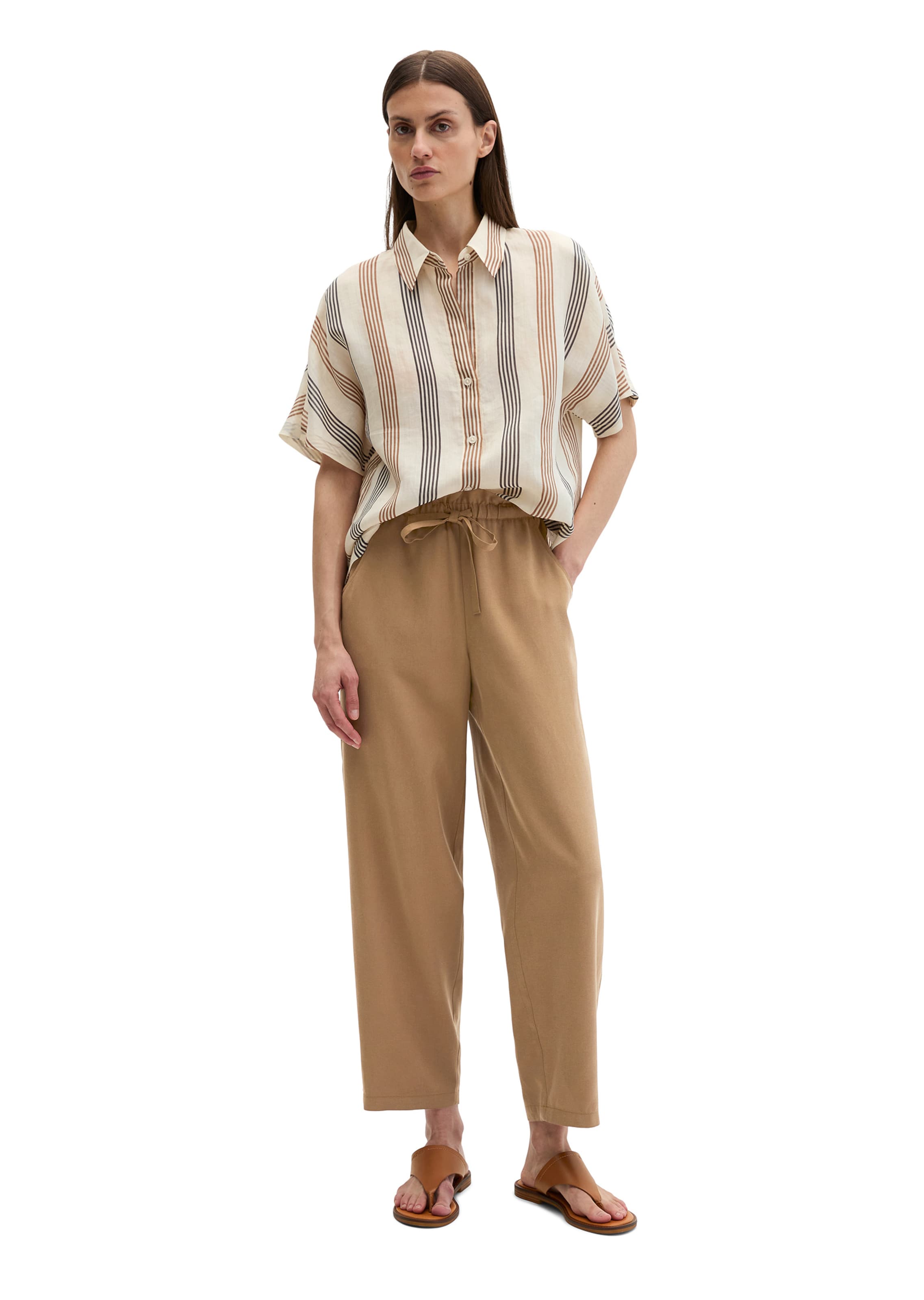 Marc O'Polo Loosefit Broek in Bruin: voorkant