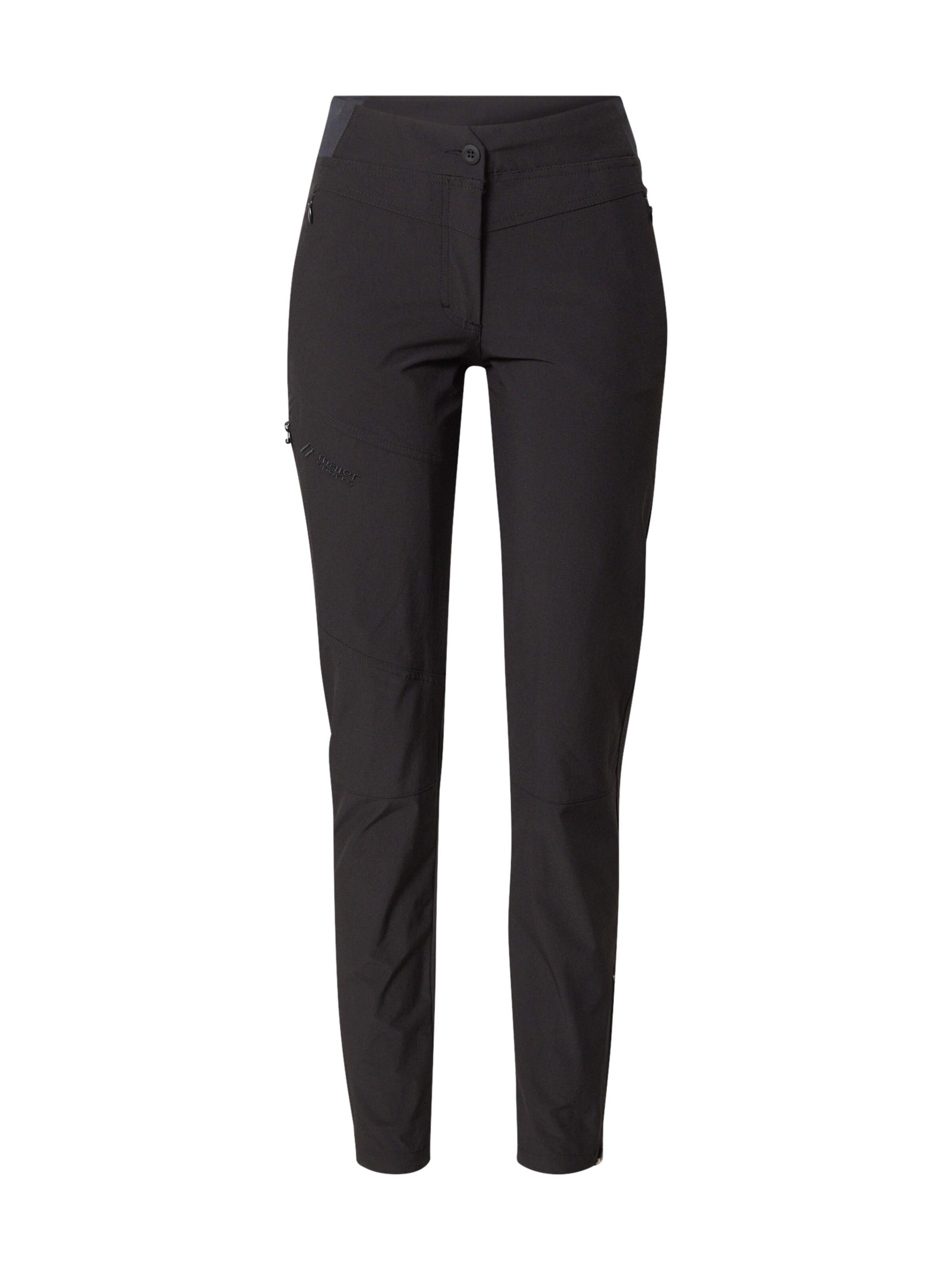 Maier Sports Regular Outdoor Pants in Black: front