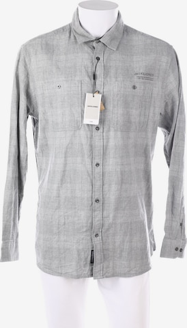 JACK & JONES Button Up Shirt in XL in Grey: front