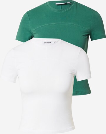 T-shirt WEEKDAY en vert : devant