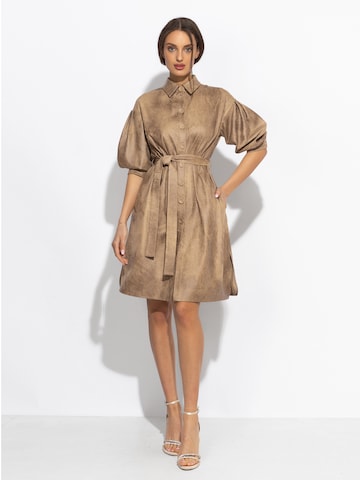 JIORO Blusenkleid 'ESSENTIALS' in Braun