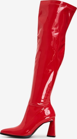 CESARE GASPARI Over the Knee Boots in Red: front