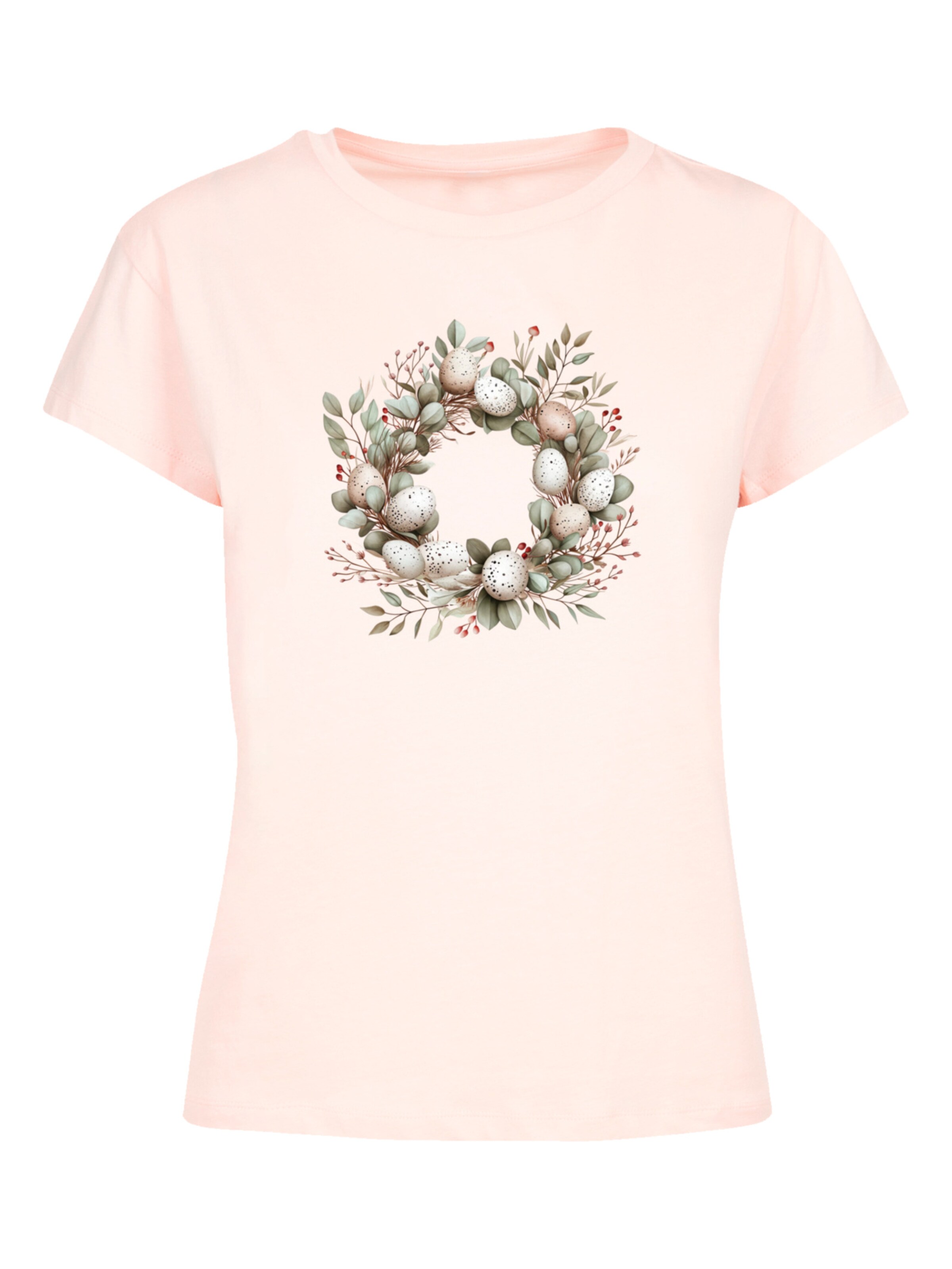 F4NT4STIC Shirt 'Osterkranz Eierkranz Blumenring' in Roze: voorkant