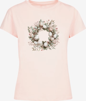 T-shirt 'Osterkranz Eierkranz Blumenring' F4NT4STIC en rose : devant