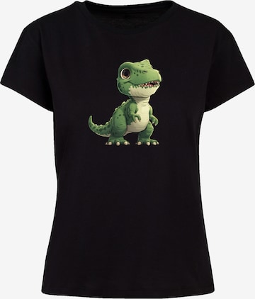F4NT4STIC Shirt 'Süßer grüner Dino' in Black: front