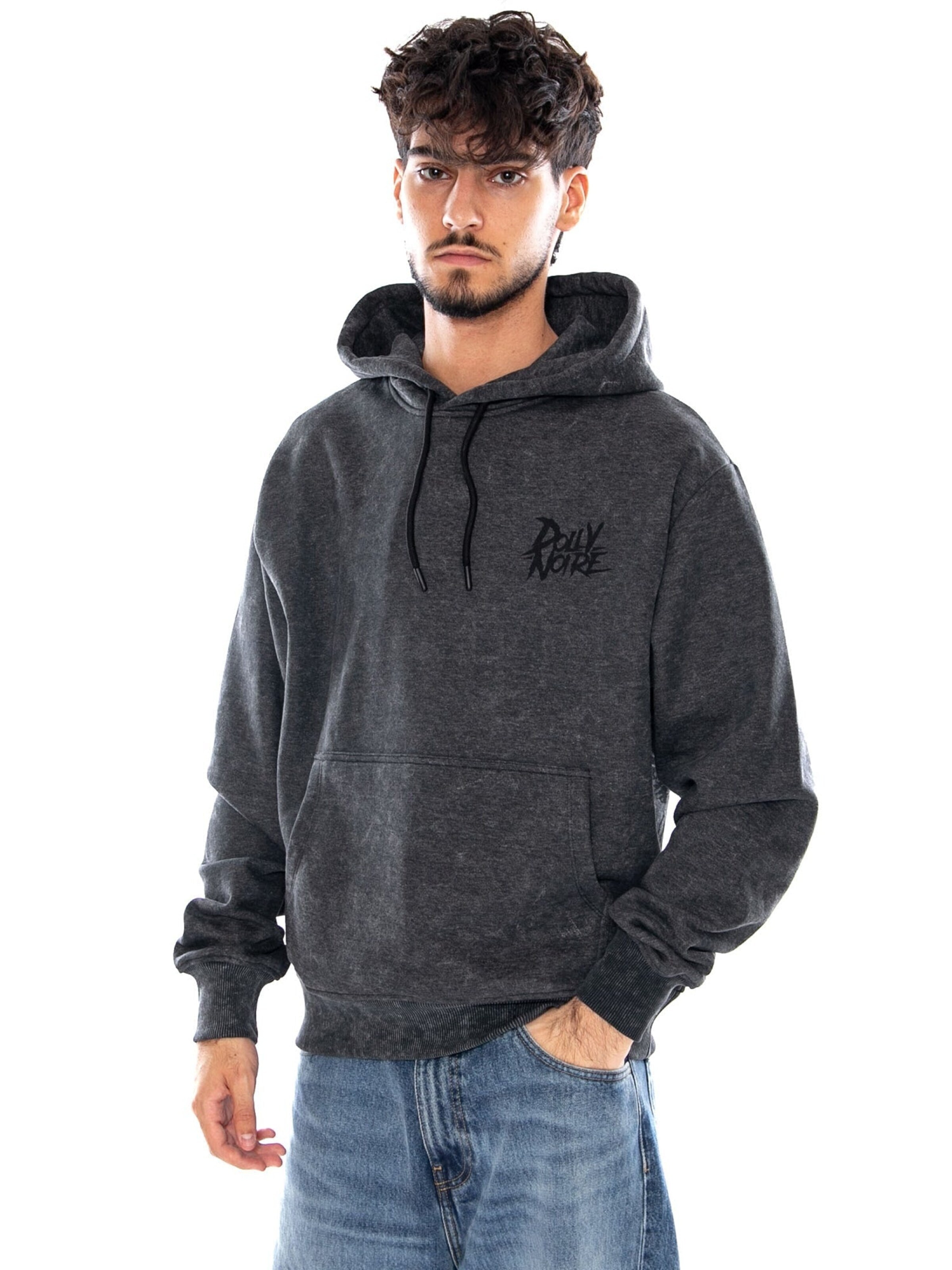Felpa 'HEAVEN FALLS HOODIE ACID BLACK' di DOLLY NOIRE in nero: frontale