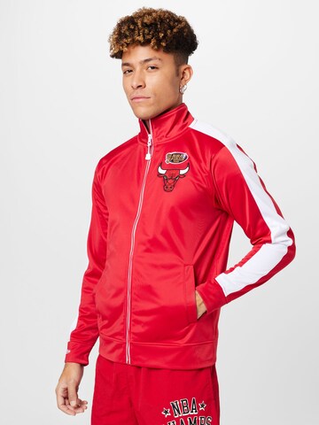 Mitchell & Ness Zip-Up Hoodie 'Flashback' in Red: front