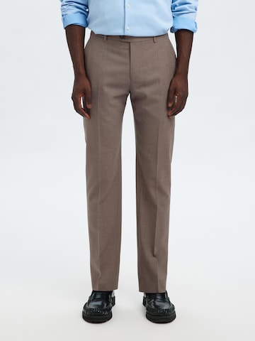 SELECTED HOMME Слим Плиссированные брюки 'SLHSLIM-THEO' в Коричневый: спереди
