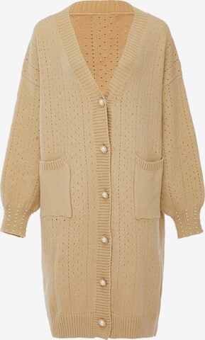 caissa Knit Cardigan in Beige: front
