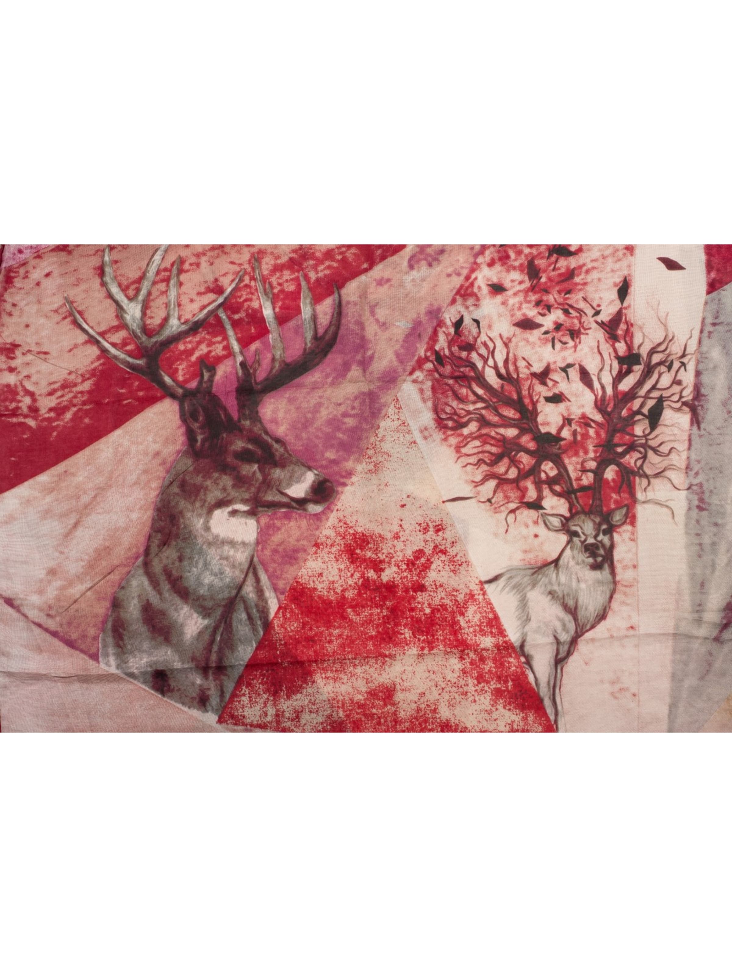 styleBREAKER Schlauchschal 'Loop Schal mit Hirsch Print'‌‌‌‌‌ in Pink