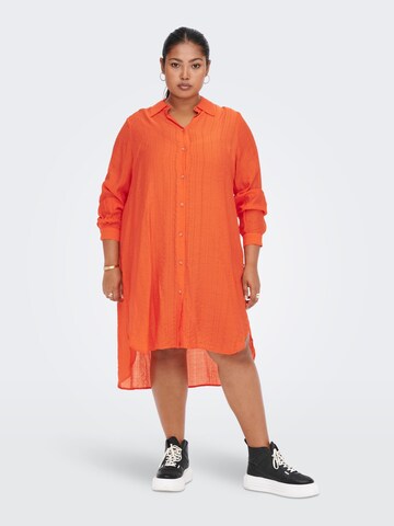 ONLY Carmakoma Рокля тип риза 'Vanda' в оранжево: отпред