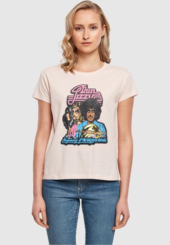 Merchcode T-Shirt 'Thin Lizzy - Album Tracklisting' in Pink: Vorderseite