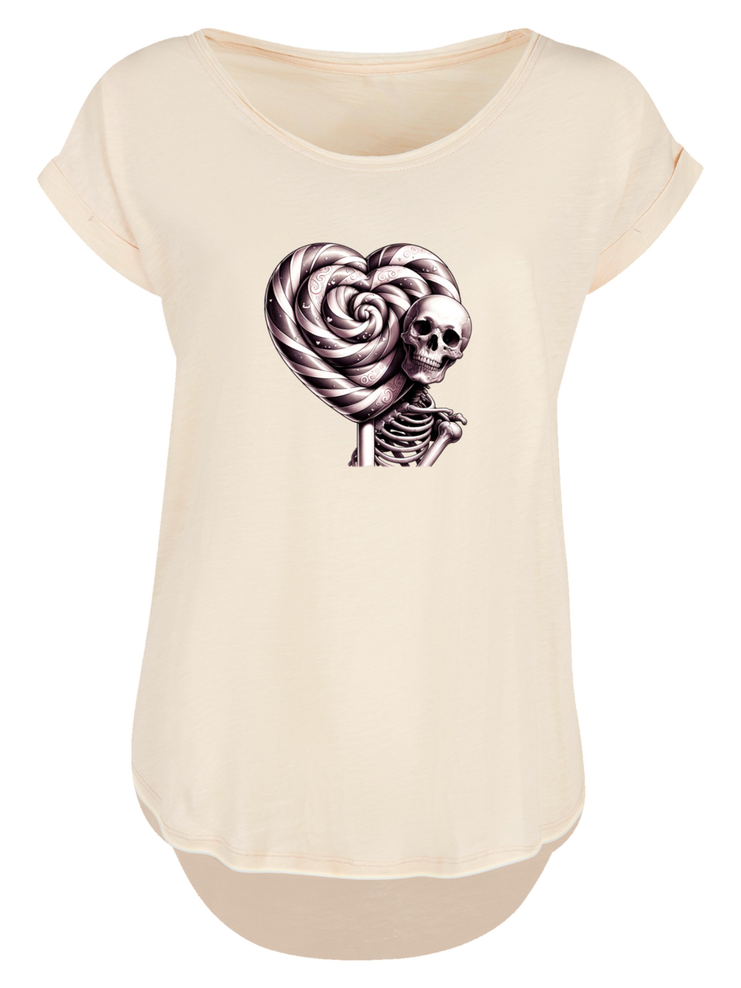 F4NT4STIC Shirt 'Süße Süßigkeiten Herzform Liebe' in Beige: voorkant