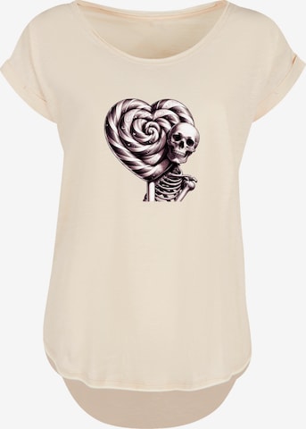 F4NT4STIC T-Shirt 'Süße Süßigkeiten Herzform Liebe' in Beige: Vorderseite