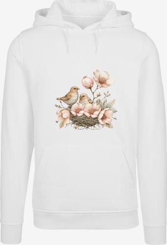 Sweat-shirt 'Vogelnest Blumen' F4NT4STIC en blanc : devant