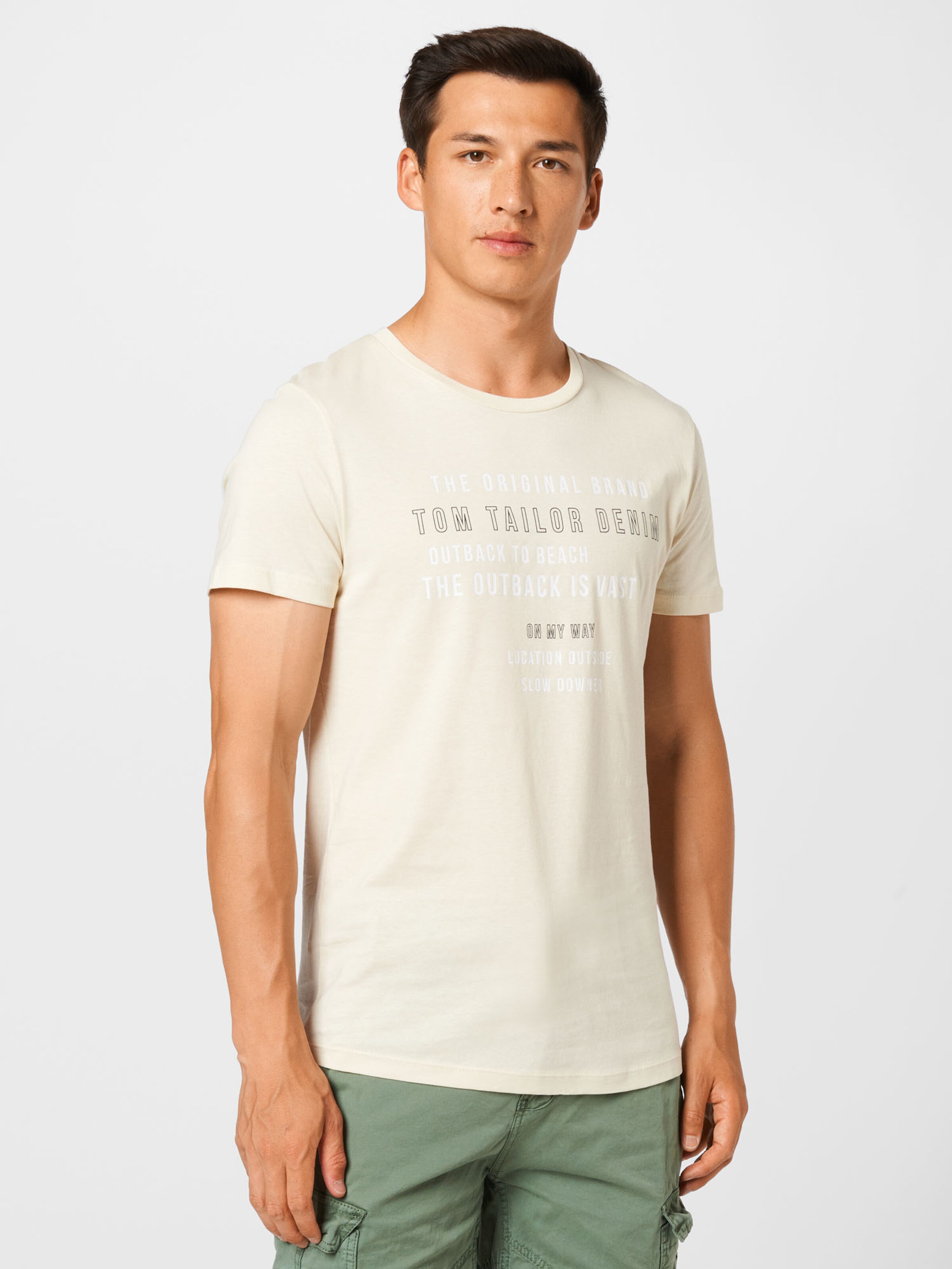 Männer Shirts TOM TAILOR DENIM T-Shirt in Beige - QV85649 Männer Shirts TOM TAILOR DENIM T-Shirt in Beige - QV85649