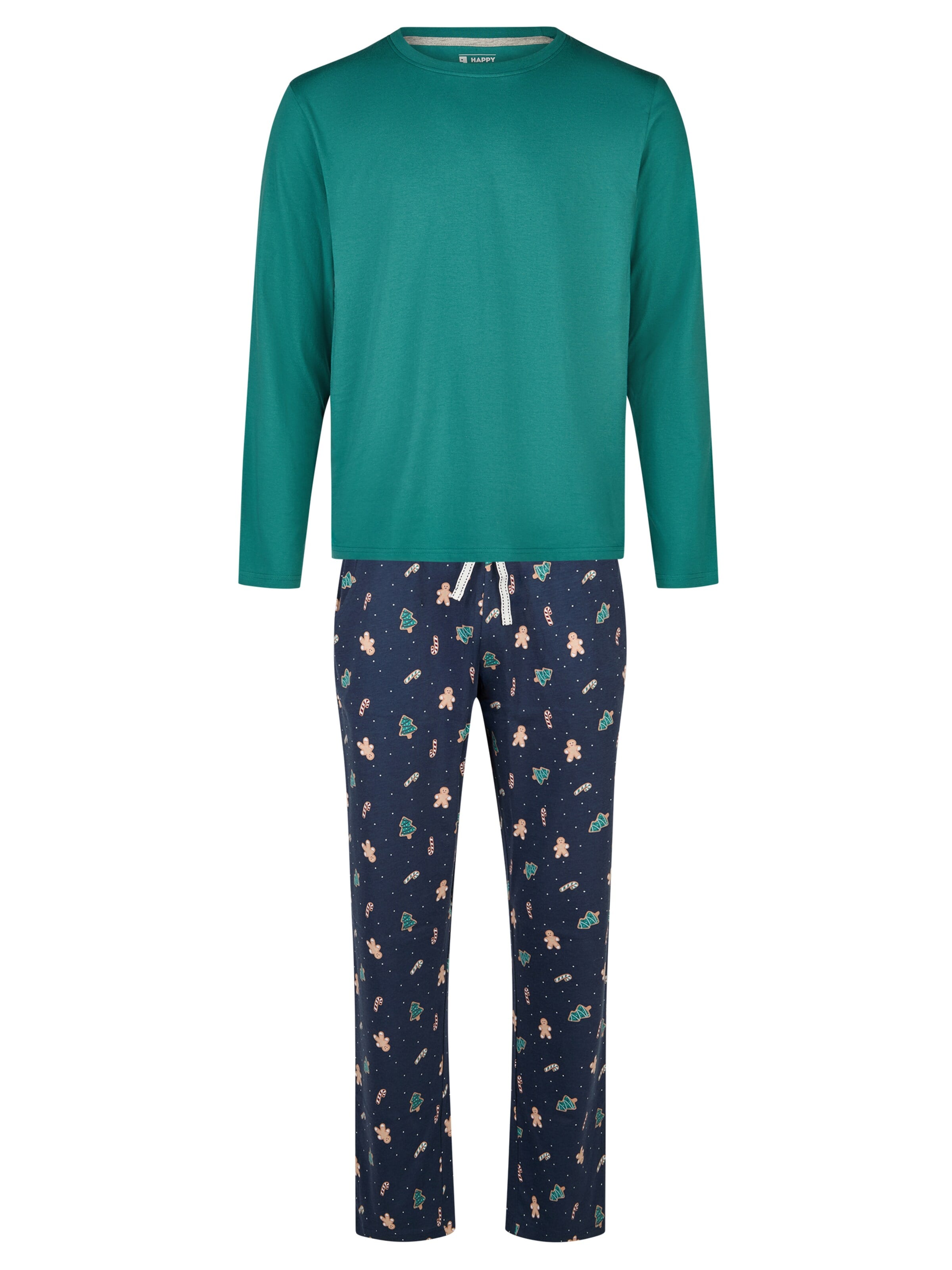 Happy Shorts Long Pajamas 'Christmas Giftbox' in Green: front