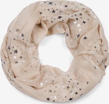 styleBREAKER Loop scarf 'Loop Schal mit Metallic Sterne Print' in Beige: front