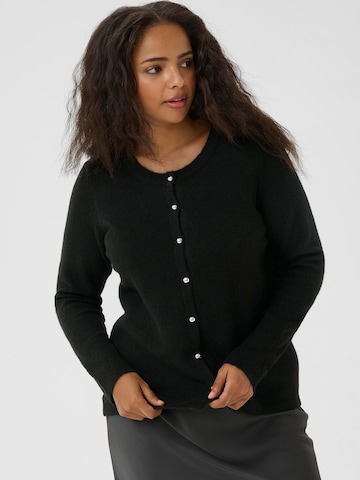 KAFFE CURVE Strickjacke 'KCNiela' in Schwarz: Vorderseite