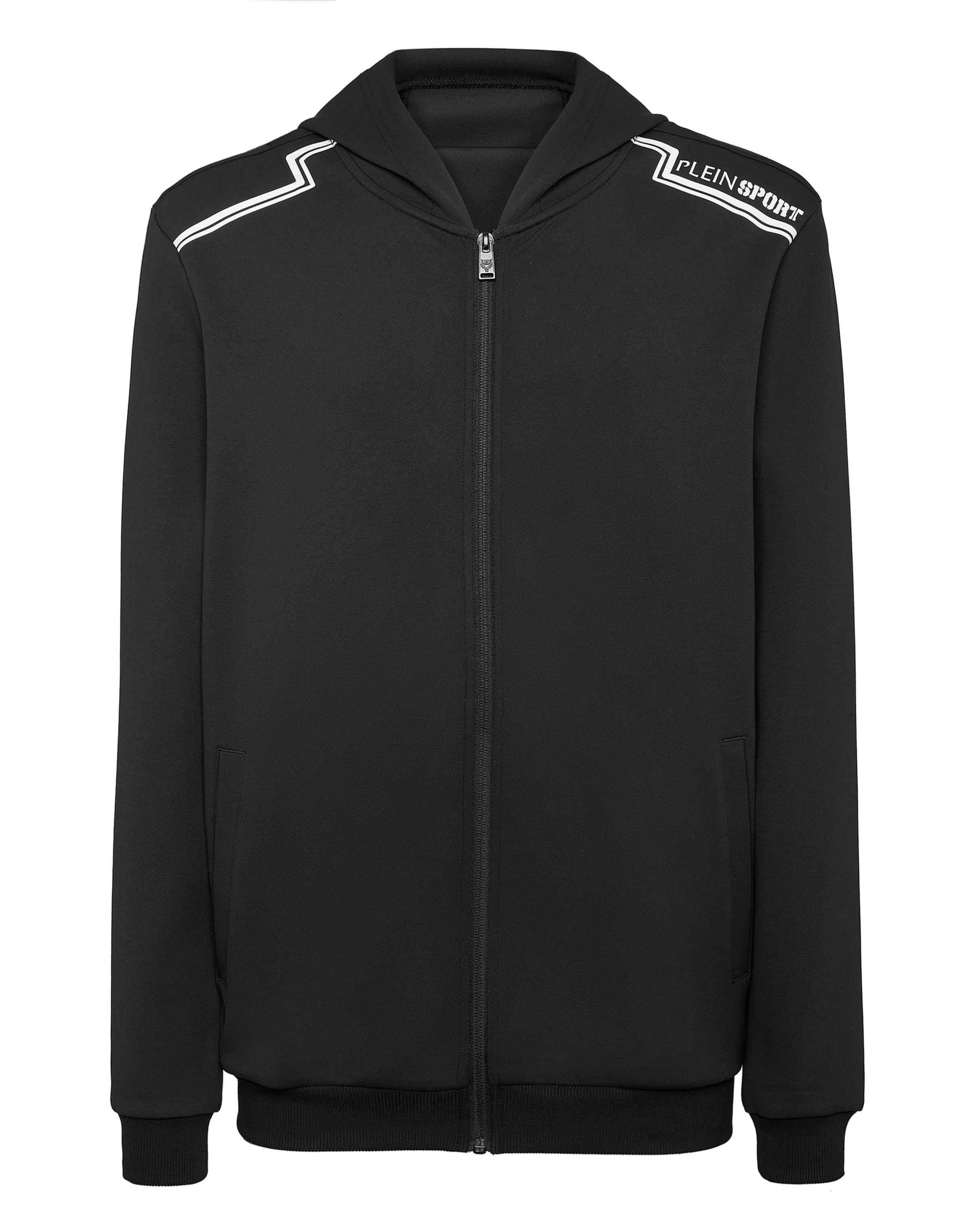 Plein Sport - Sudadera con cremallera en negro: frente