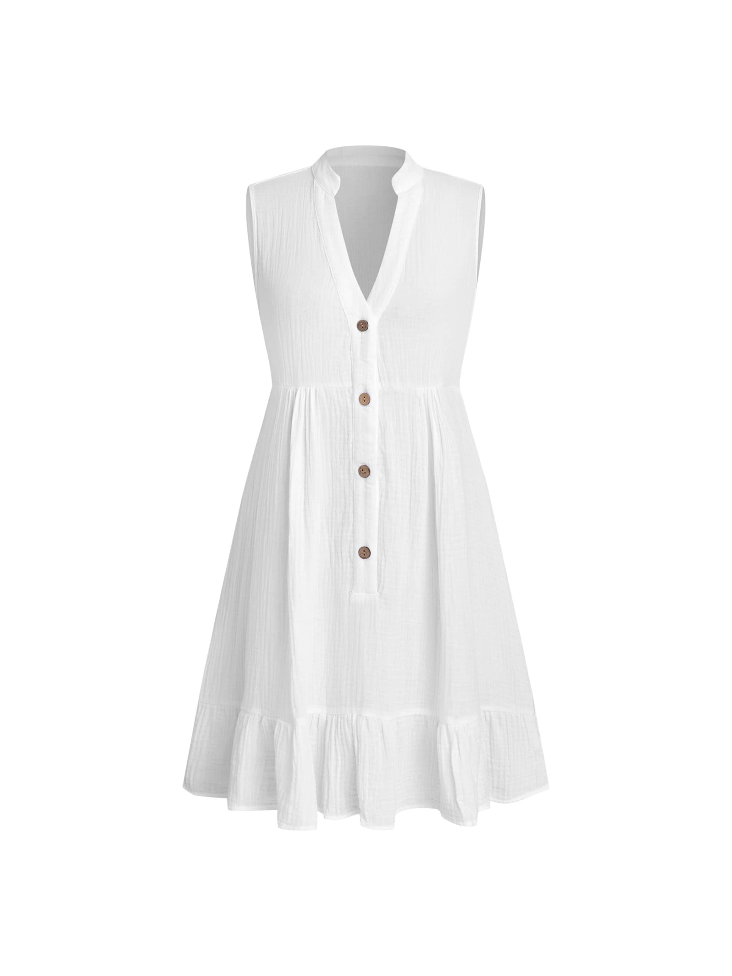 Cupshe Beach Dress 'Ruffled Trim' in White: front
