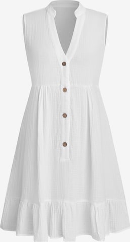 Cupshe Beach Dress 'Ruffled Trim' in White: front