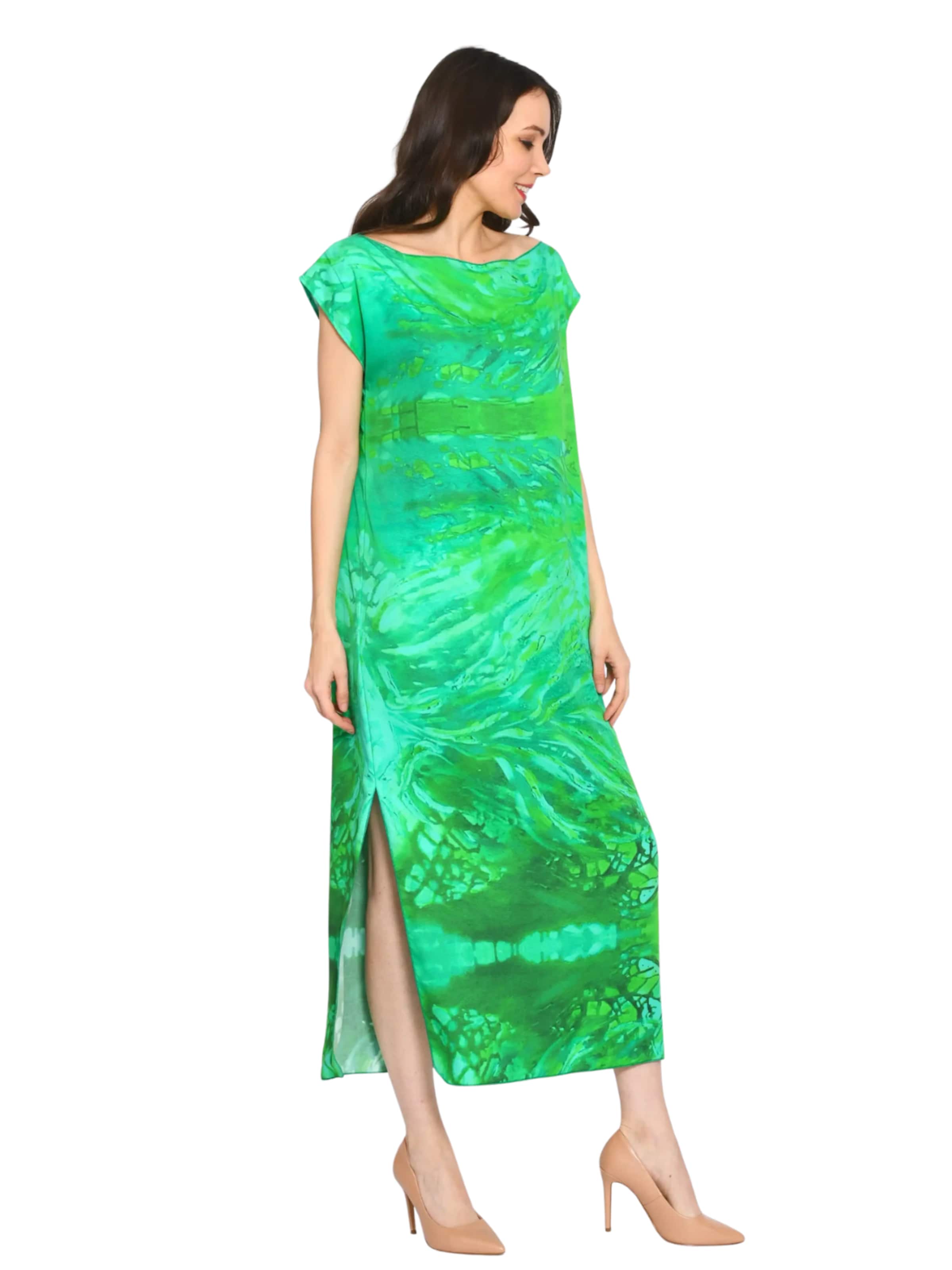 Csillag Zsuzsi Oversized dress 'Tree of life' in Green