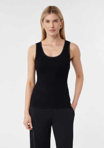 COMMA Top im Slim Fit aus Rippware in Schwarz: Vorderseite