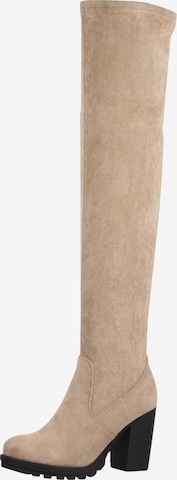 Elara Overknees in Beige: front