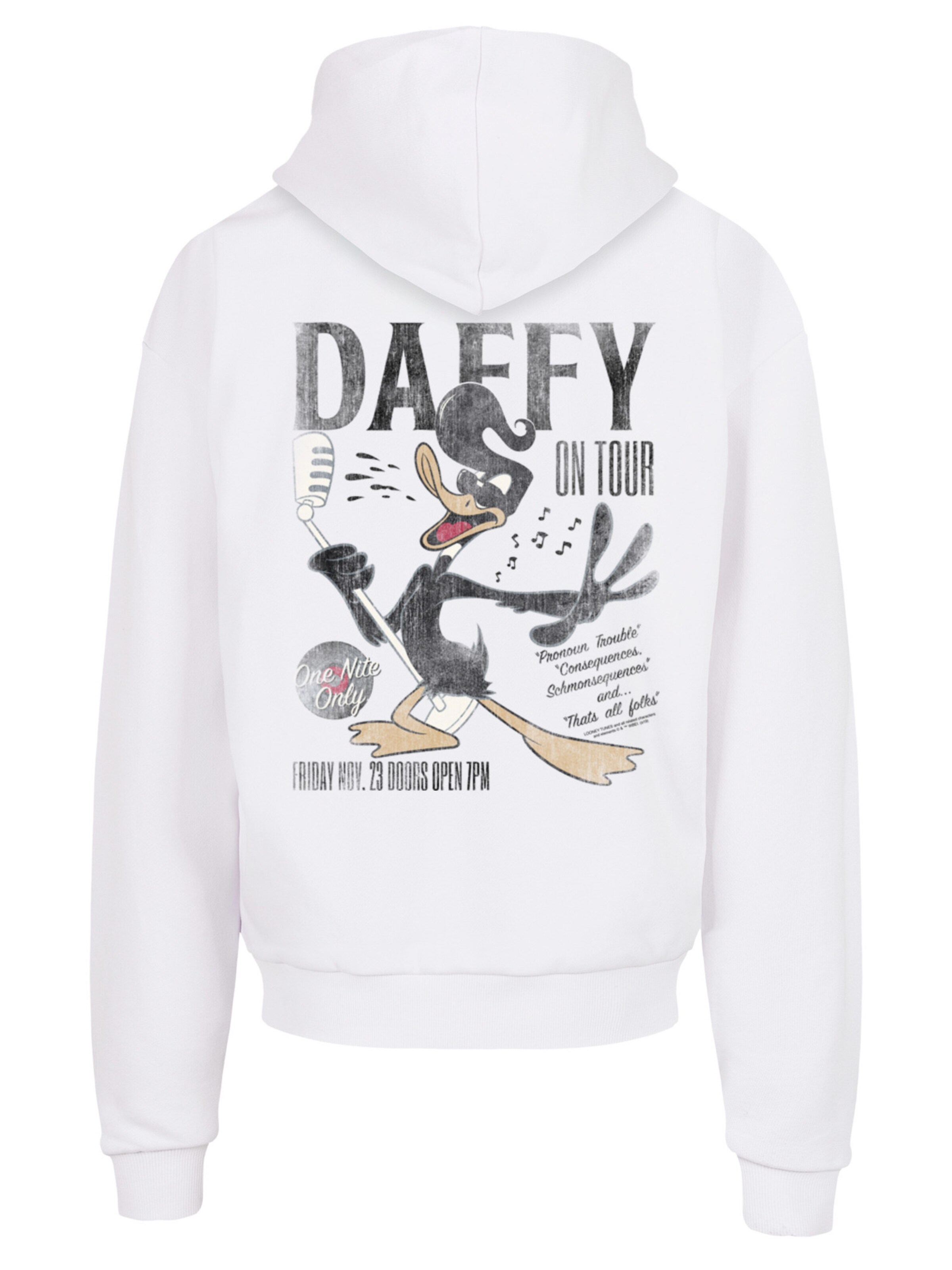 Sweat-shirt 'Looney Tunes Daffy Duck Concert' F4NT4STIC en blanc : devant