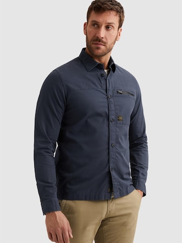 PME Legend Regular fit Overhemd 'PME LEGEND - Shirt jacket with button closure and chest pocket' in Blauw: voorkant