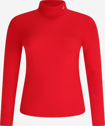 Calvin Klein Jeans Curve كنزة صوفية بلون أحمر: الأمام