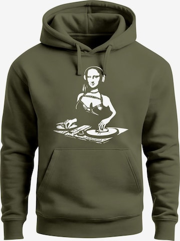 Neverless Sweatshirt 'Mona Lisa DJ' in Grün: Vorderseite