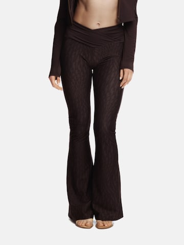 EKCENTRIK Flared Sports trousers 'Choco Brown' in Brown