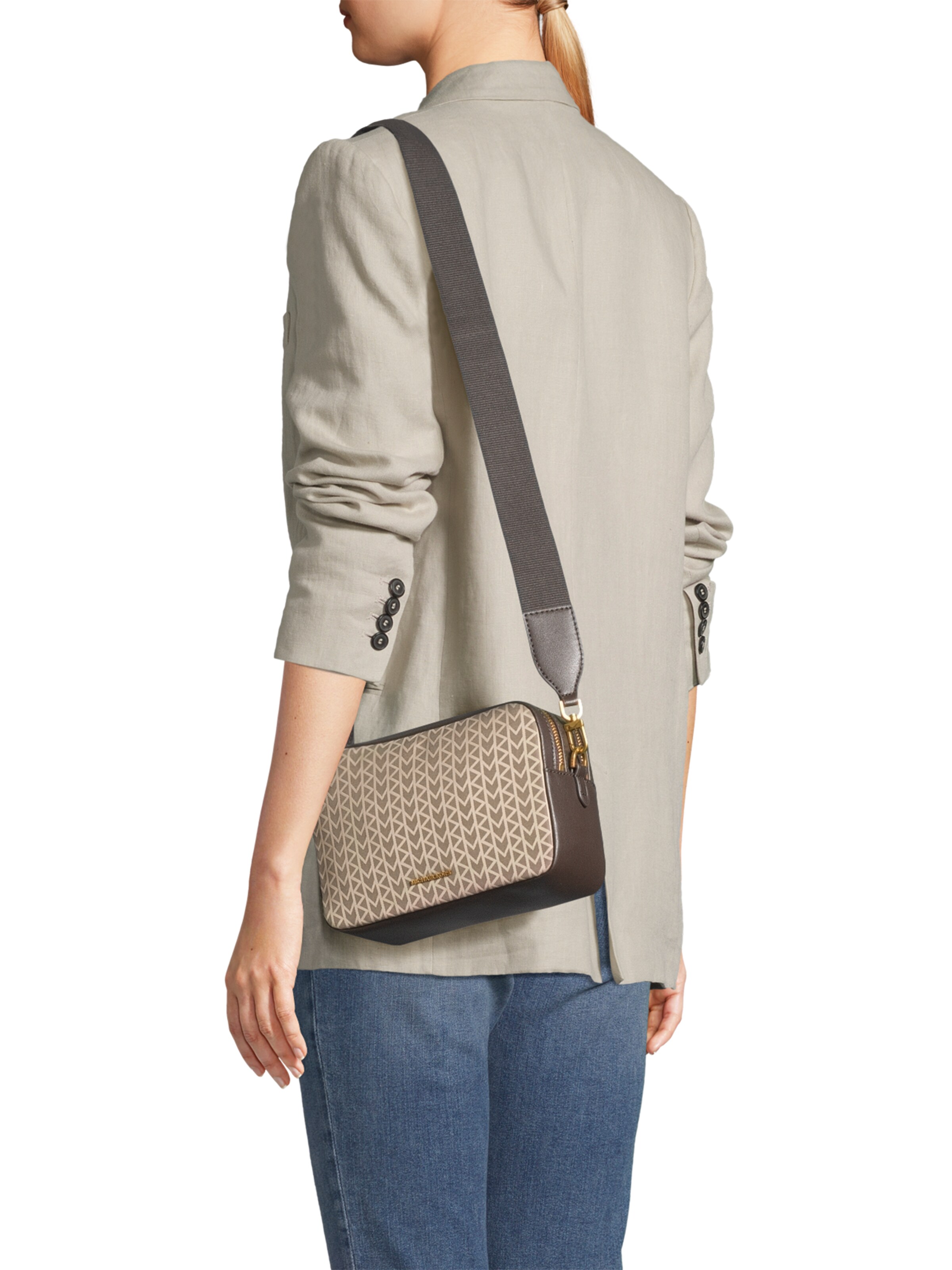 MICHAEL Michael Kors Axelremsväska i vit: framsida