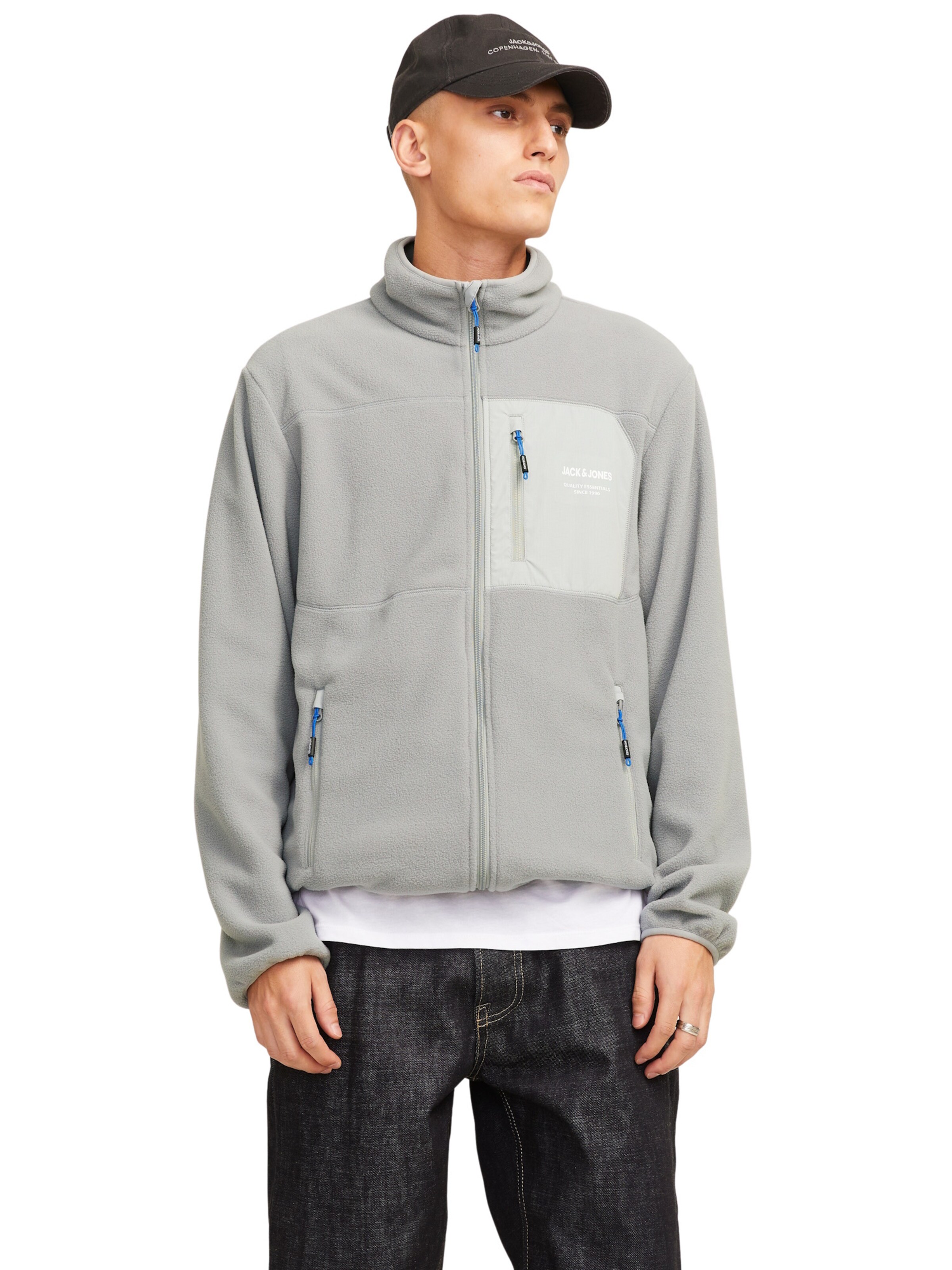 Giacca di pile 'JJTheo' di JACK & JONES in grigio: frontale