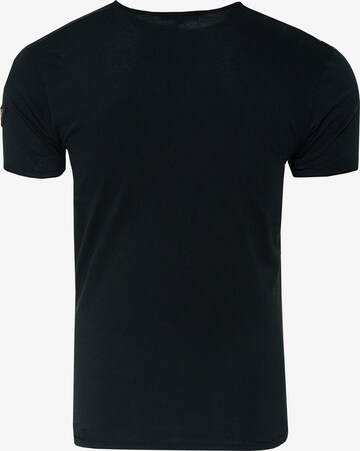 Rusty Neal T-Shirt mit Knopfleiste in Schwarz