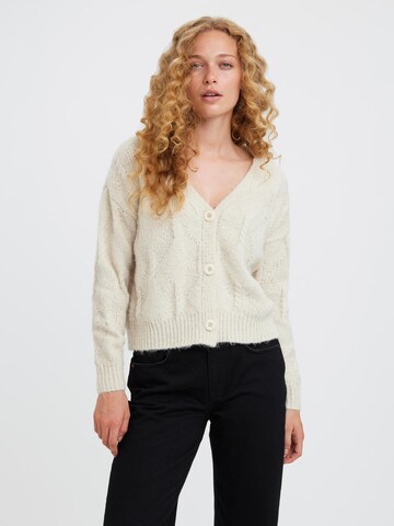 VERO MODA Knit Cardigan 'WINE' in Beige: front