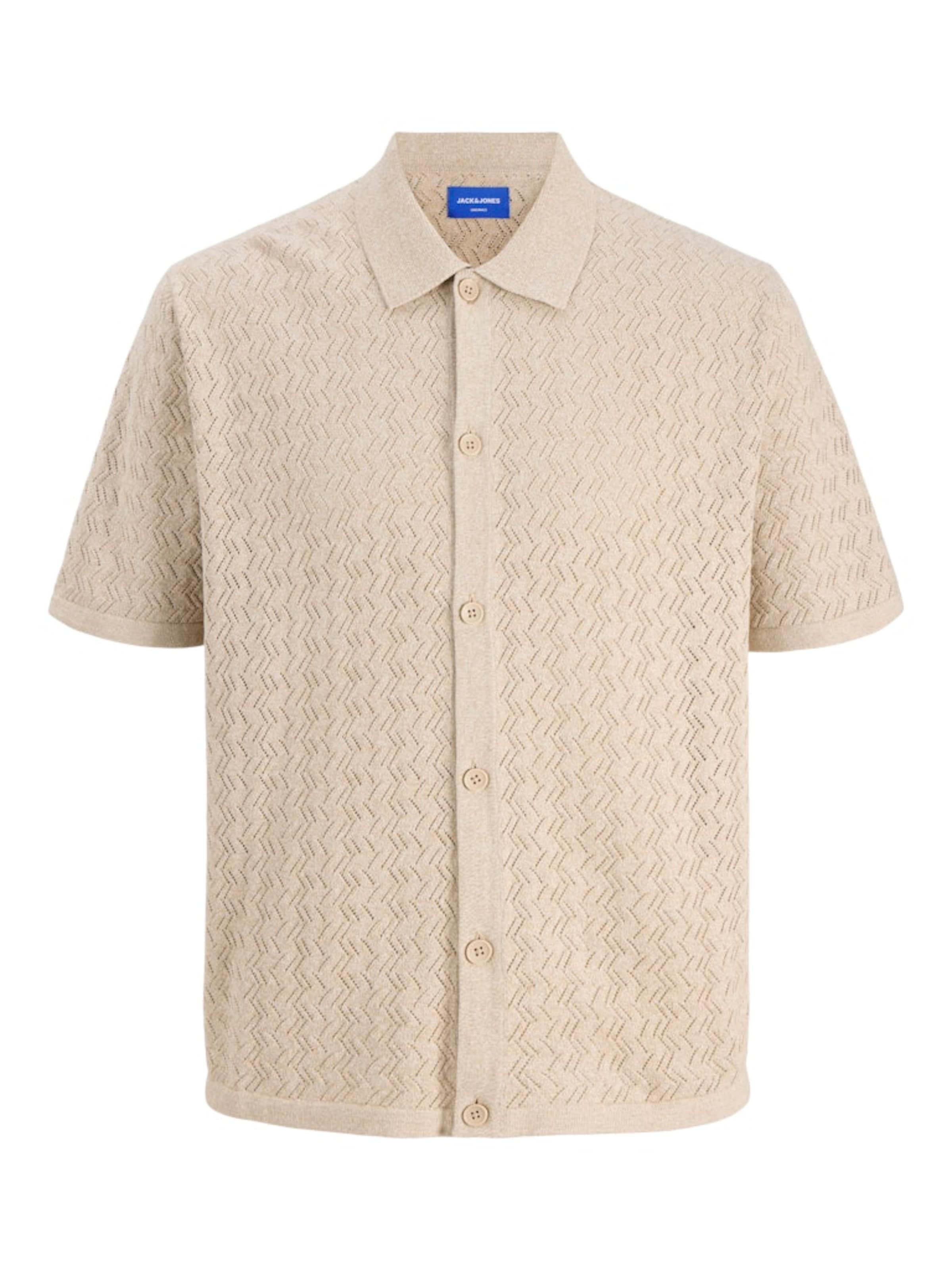 JACK & JONES Comfort fit Button Up Shirt 'JORTyler' in Beige: front