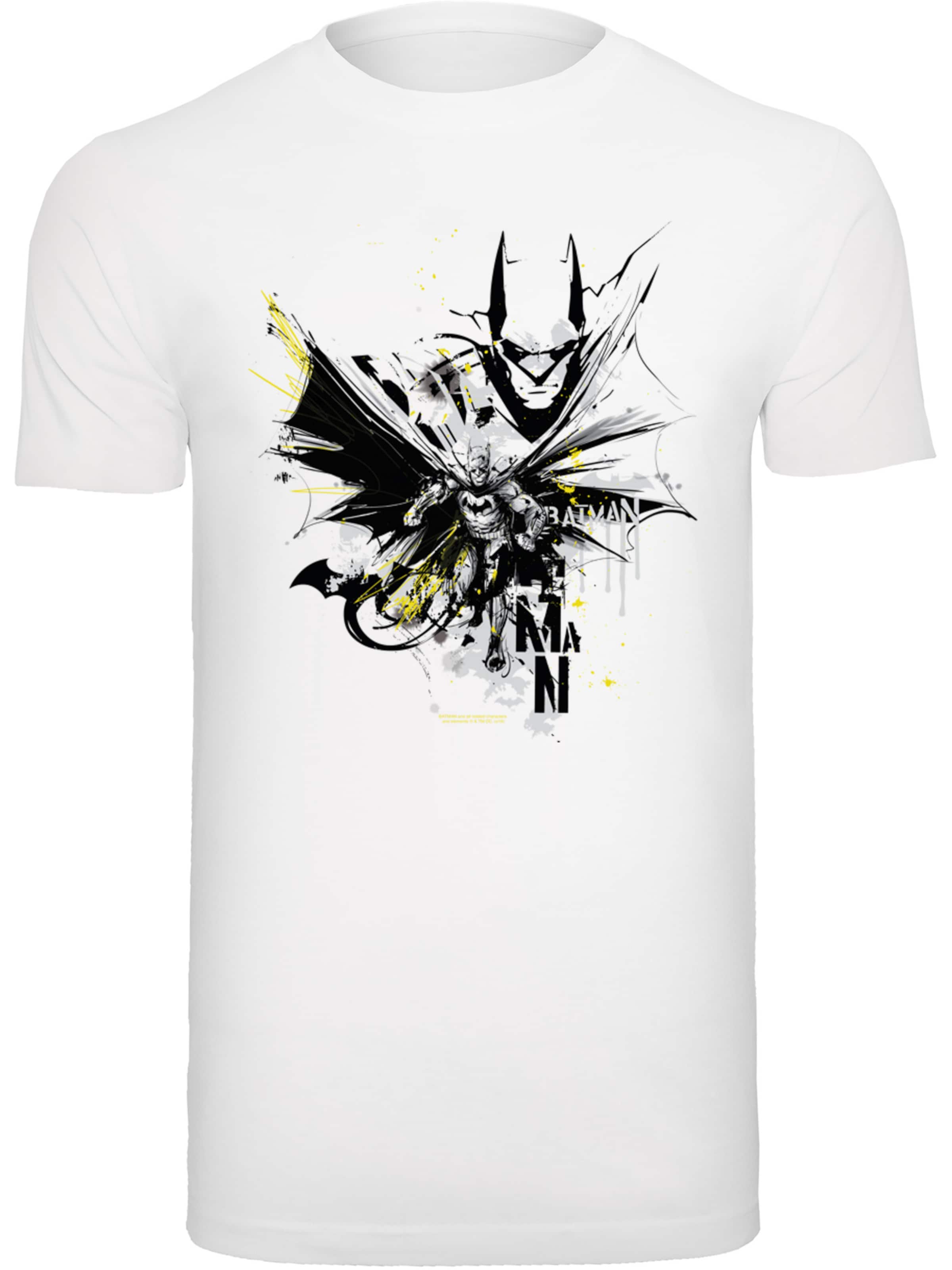 F4NT4STIC Shirt 'DC Comics Batman Batface Splash' in Wit: voorkant