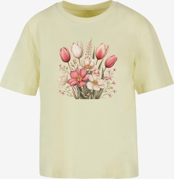 F4NT4STIC Shirt 'Rosa weißer Frühlingsblumenstrauß' in Yellow: front