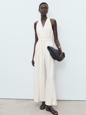 MANGO Jumpsuit 'BRIGIT' in Beige: voorkant