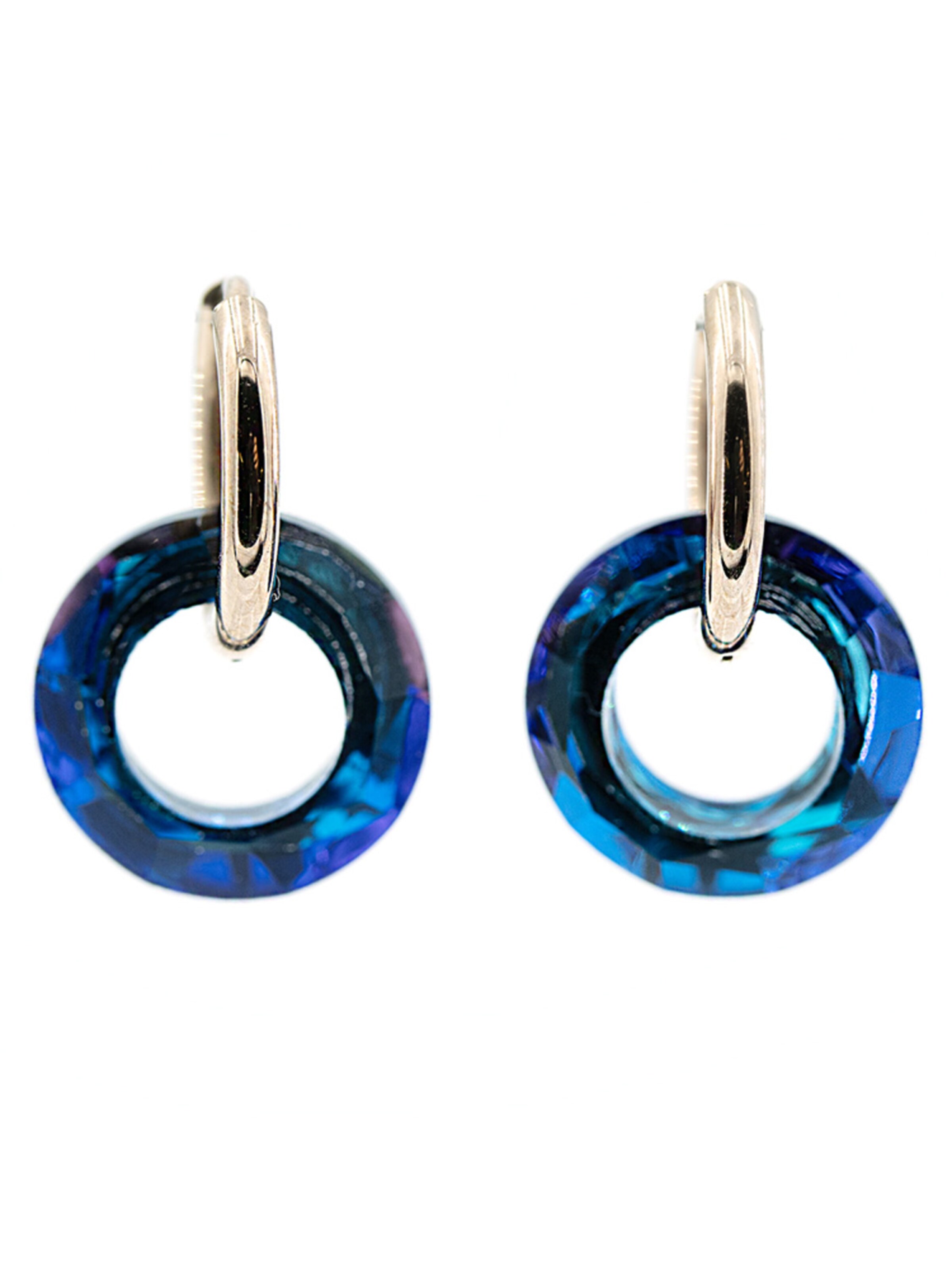 Sergio Engel Ohrringe 'Cosmic Ohrring 05 Edle Hoops mit Kristallcharm'‌‌‌‌‌‌‌ in Blau: Vorderseite