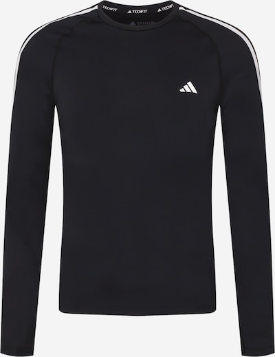 Tricou funcțional 'Techfit 3-Stripes' ADIDAS PERFORMANCE pe negru / alb, Vizualizare produs