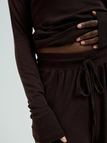 Seamless Basic Wide Leg Bukser 'Woolen Barbera' i brun