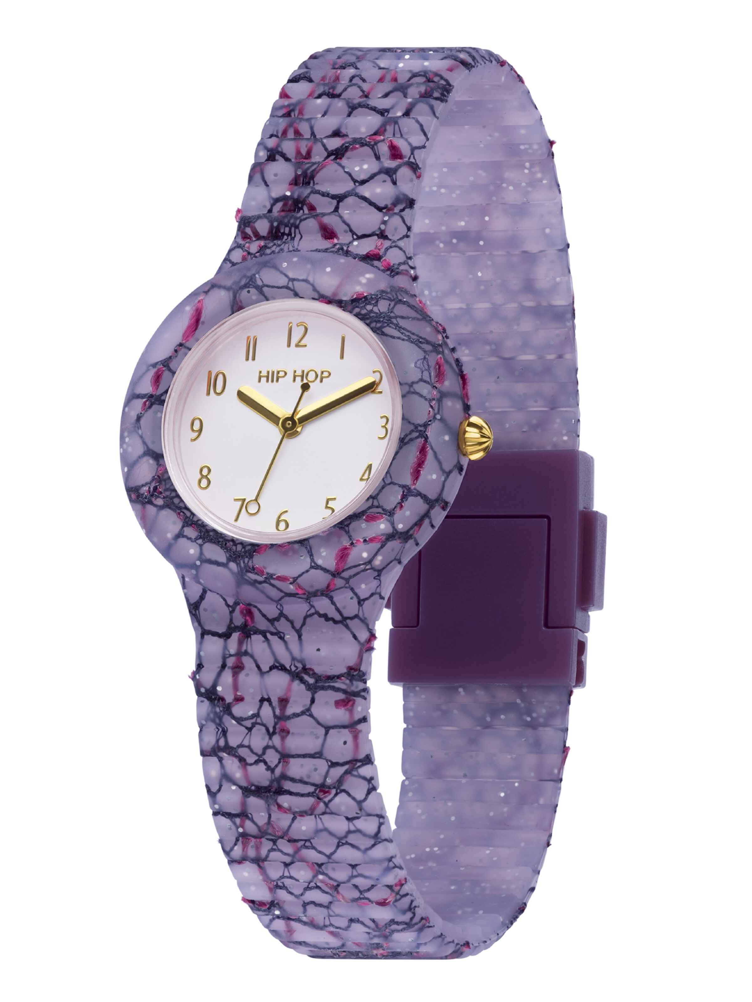 Hip Hop Uhr in Lila: Vorderseite