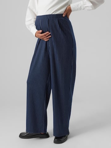 MAMALICIOUS Wide leg Pleat-Front Pants 'Mikko' in Blue: front